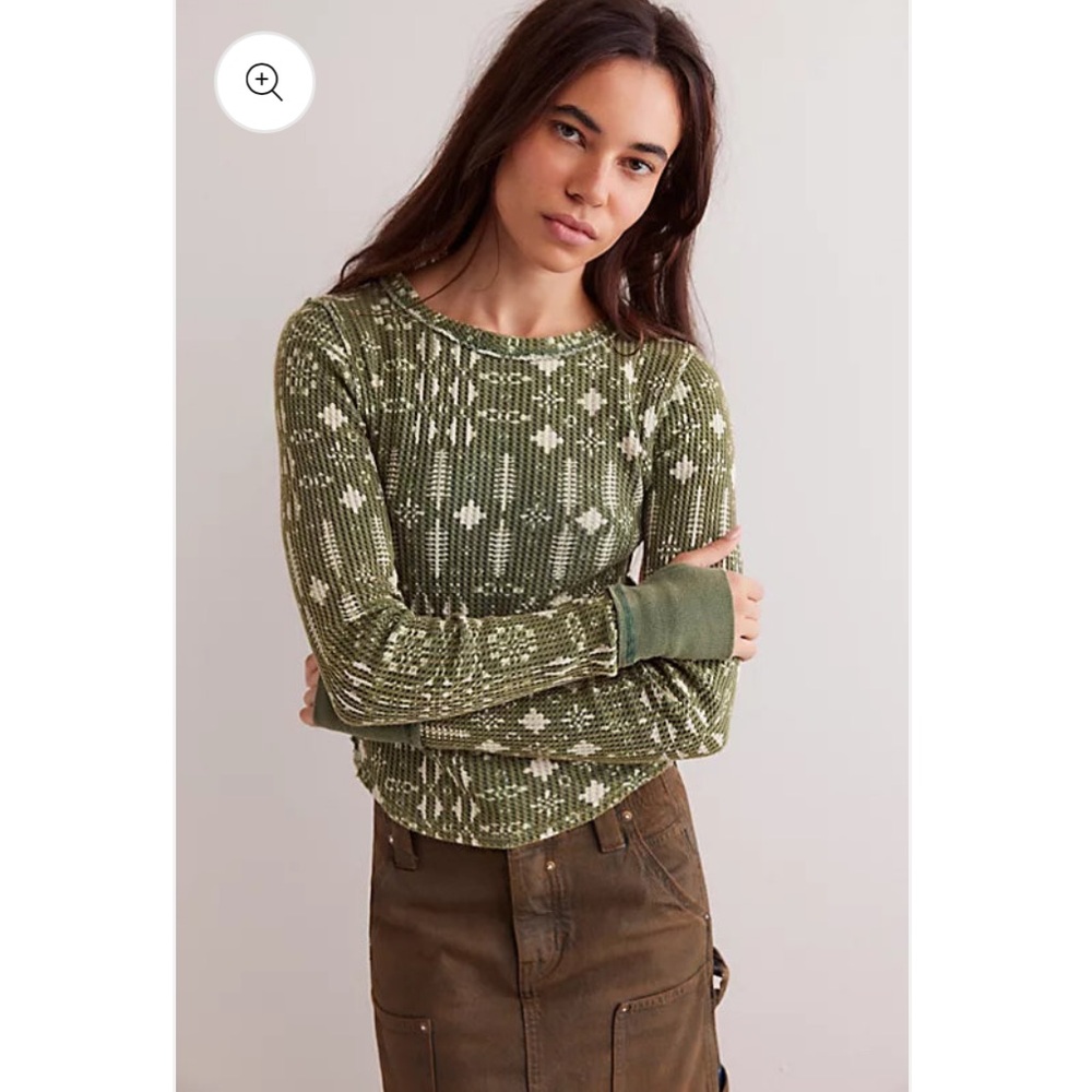 Free People Pretty Little Thermal in Pine Combo